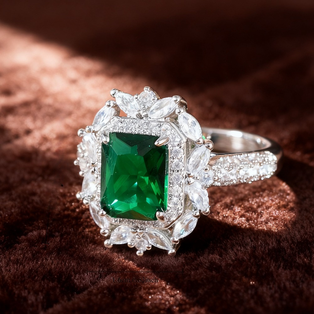 Women's Engagement Ring, Luxury Fashion Square Flower Design